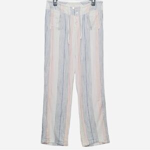 Sundance White & Multicolor Striped Gauze Cotton Pants | Button Front | Size S